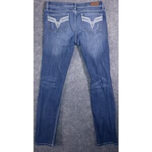 Vigoss Juniors 9 Jeans Skinny Low Rise Distressed Ripped Denim Blue